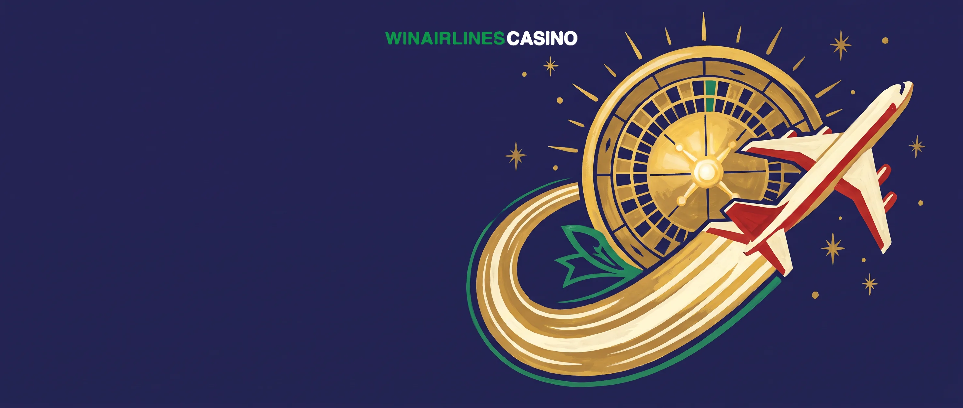 Win Airlines aircraft flying past a golden roulette wheel